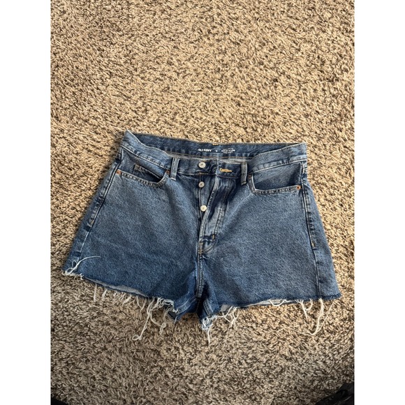 Old Navy Pants - Old Navy Sky-Hi A-Line High Rise Button Fly Denim Jean Shorts Blue Womens‎ 12